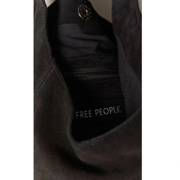 New Free People Bobbi Slouch Genuine Suede Tote in Black - Picture 2 of 2